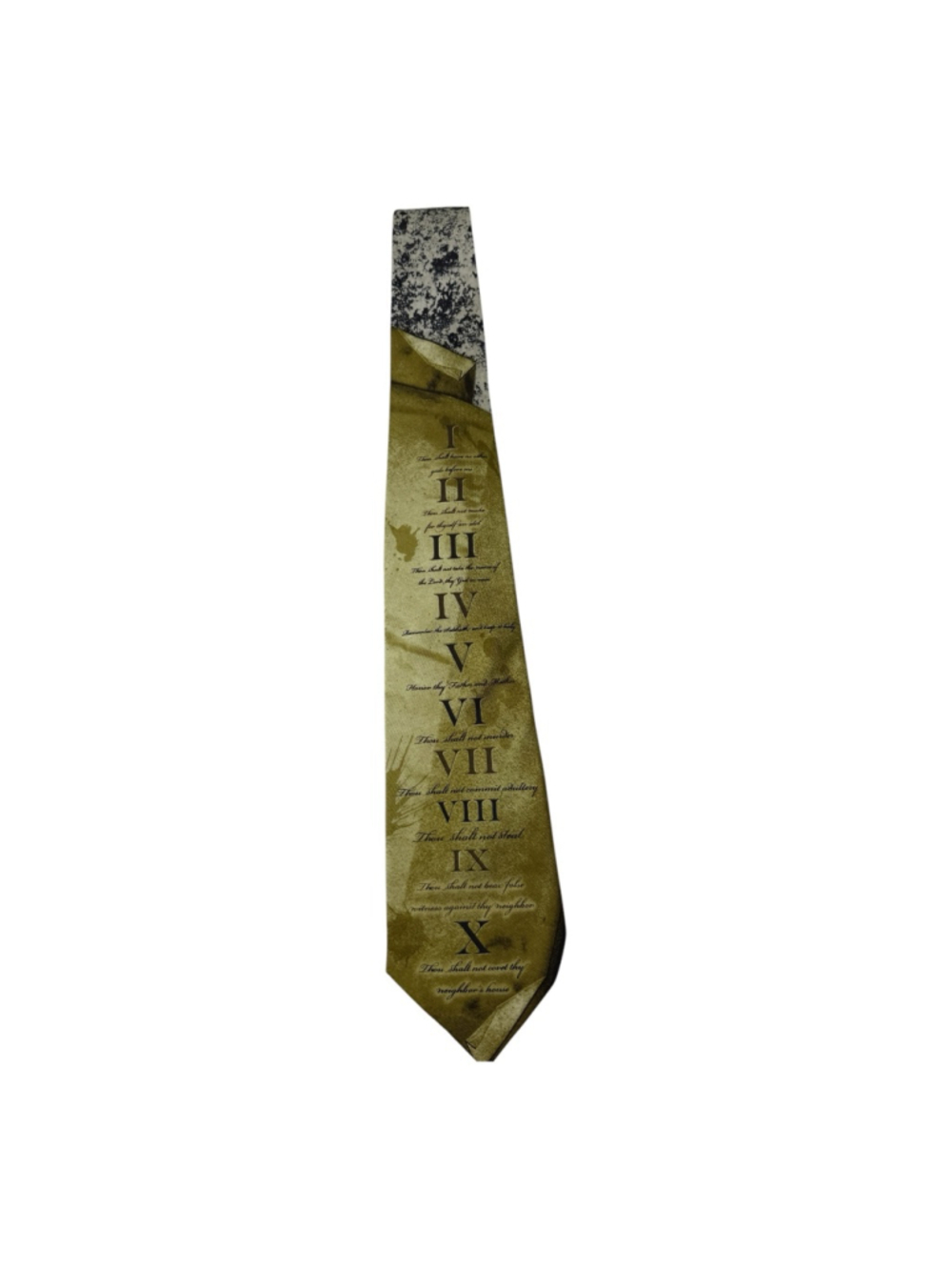 Larson Ten Commandments Necktie Religious Scripture Silk Tie Gold Black Novelty